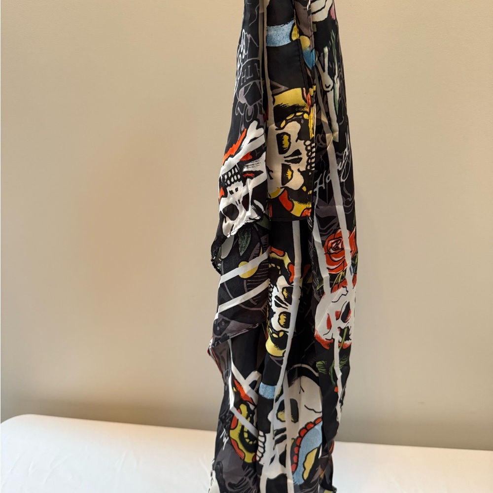 Ed Hardy Black Skull and Rose Scarf